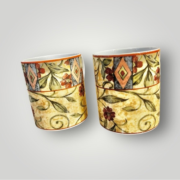 Royal Doulton Everyday Cinnabar Floral Coffee Mug Cup Fine China Set of 2 Used - Picture 12 of 12